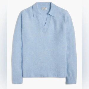 J.Crew Factory Light Blue Long Sleeve Collared Sweater Polo Extra Soft Yarn XS
